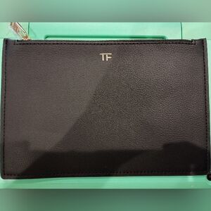 Tom Ford TF Black Clutch with Gold Logo New